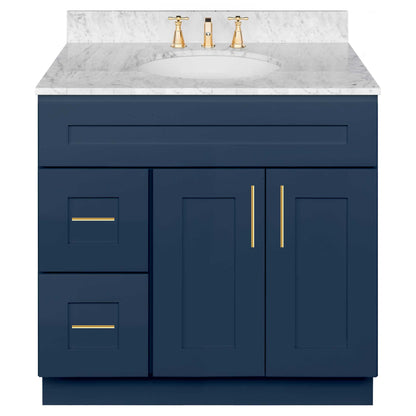 36 in W x 34 1/2 in H x 21 in D Vanity Sink Base Cabinet with Left Drawers Danbury Blue - Bathroom Vanities