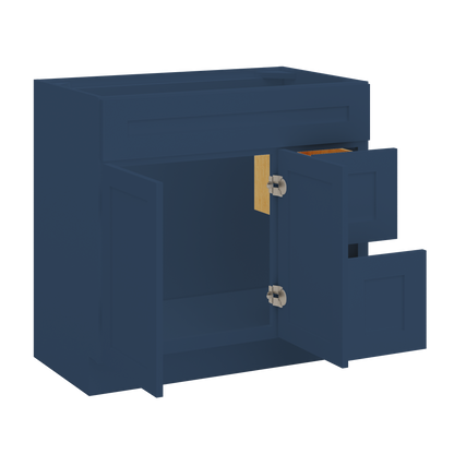 36 in W x 34 1/2 in H x 21 in D Vanity Sink Base Cabinet with Left Drawers Danbury Blue - Bathroom Vanities