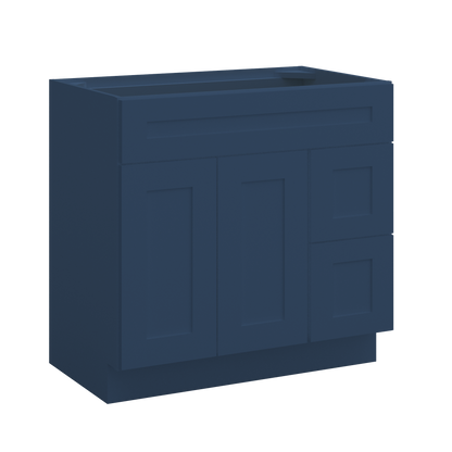 36 in W x 34 1/2 in H x 21 in D Vanity Sink Base Cabinet with Left Drawers Danbury Blue - Bathroom Vanities