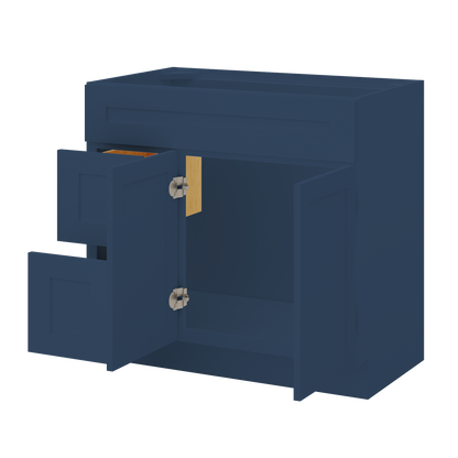 36 in W x 34 1/2 in H x 21 in D Vanity Sink Base Cabinet with Right Drawers Danbury Blue - Bathroom Vanities