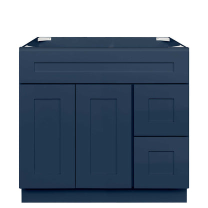 36 in W x 34 1/2 in H x 21 in D Vanity Sink Base Cabinet with Right Drawers Danbury Blue - Bathroom Vanities