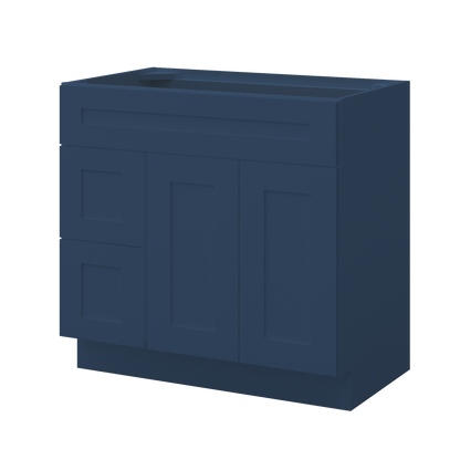 36 in W x 34 1/2 in H x 21 in D Vanity Sink Base Cabinet with Right Drawers Danbury Blue - Bathroom Vanities