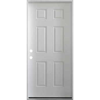 FIRE RATED 6 PANEL FIBERGLASS DOOR UNFINISHED WHITE