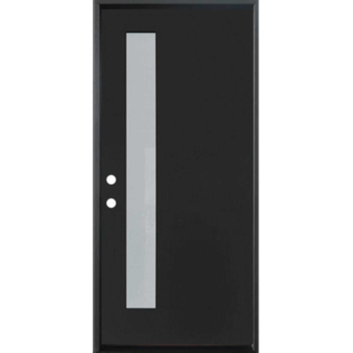 36 in. x 80 in. 1-Lite Offsite Acid Etch Painted Black Prehung Fiberglass Exterior Door with Brickmold - Right-Handed