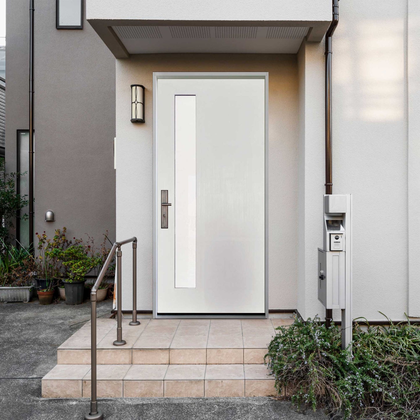 36 in. x 80 in. 1-Lite Offsite Acid Etch Unfinished White Prehung Fiberglass Exterior Door with Brickmold - Exterior