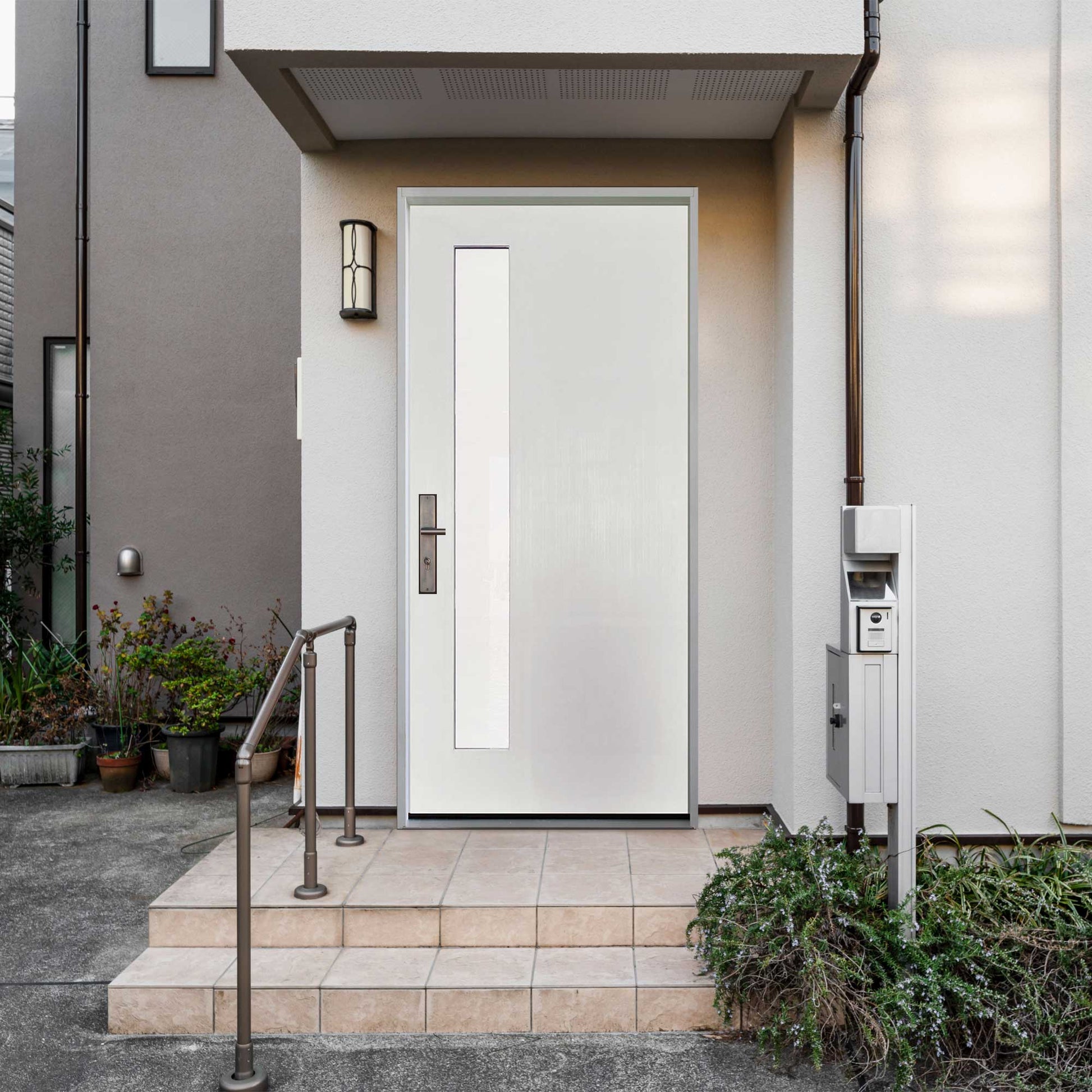 36 in. x 80 in. 1-Lite Offsite Acid Etch Unfinished White Prehung Fiberglass Exterior Door with Brickmold - Exterior