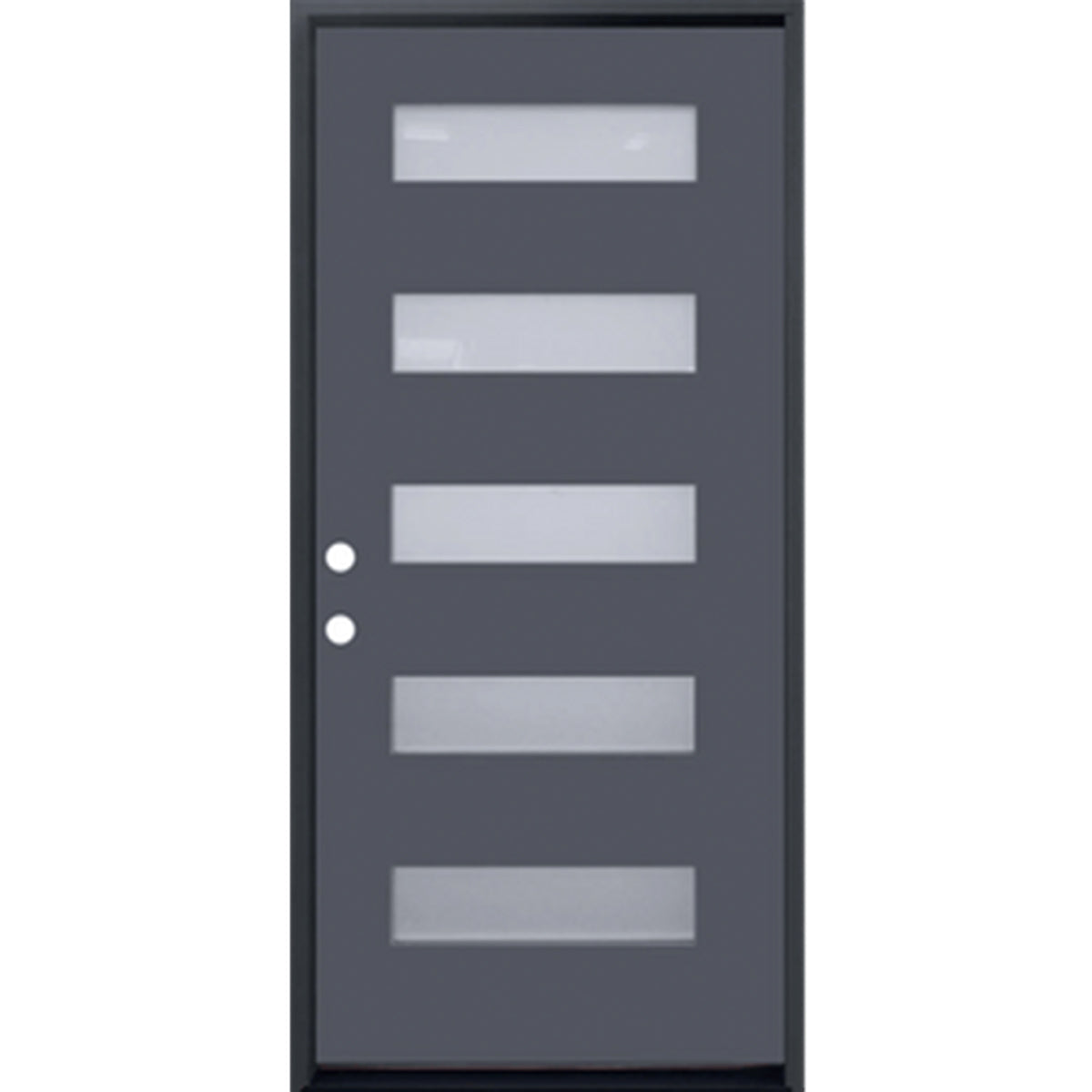 36 in. x 80 in. 6-Lite Shaker Acid Etch Painted Gray Prehung Fiberglass Exterior Door with Brickmold - Right-Handed