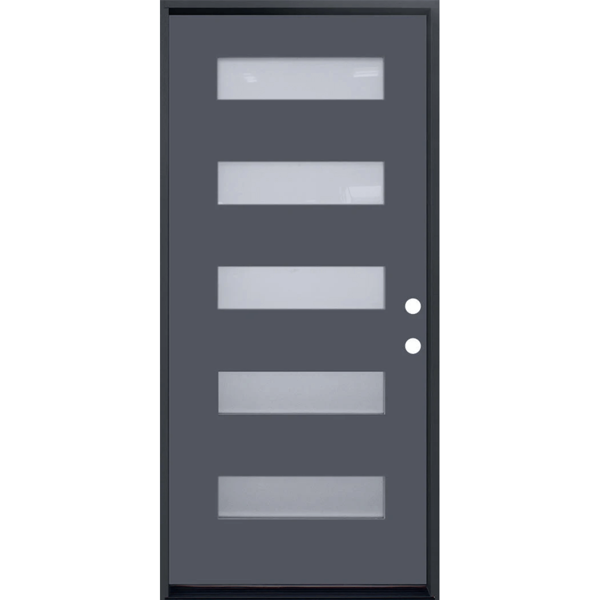 36 in. x 80 in. 6-Lite Shaker Acid Etch Painted Gray Prehung Fiberglass Exterior Door with Brickmold - Left-Handed