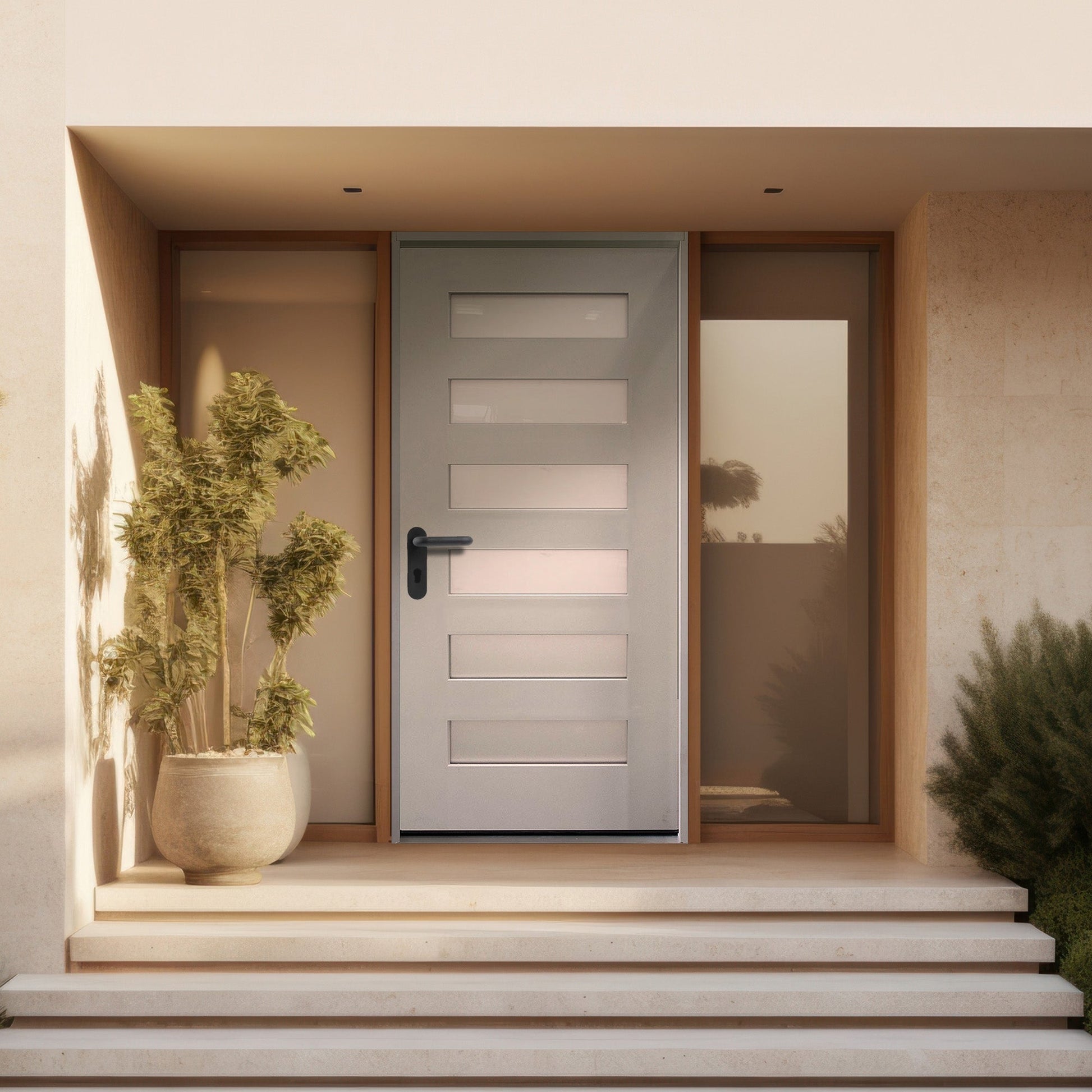 36 in. x 80 in. 6-Lite Shaker Acid Etch Unfinished White Prehung Fiberglass Exterior Door - Exterior Doors