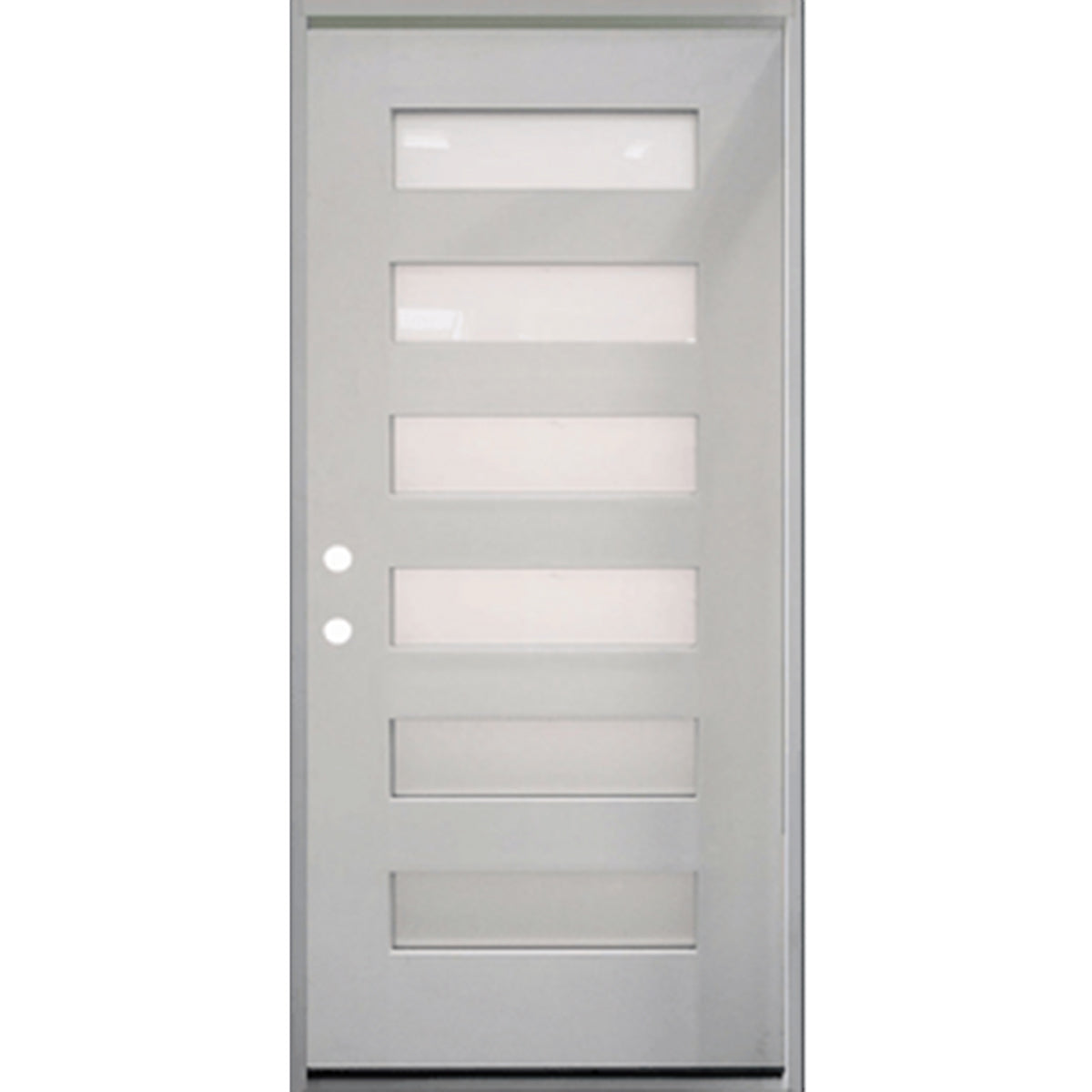 36 in. x 80 in. 6-Lite Shaker Acid Etch Unfinished White Prehung Fiberglass Exterior Door - Right-Handed - Exterior