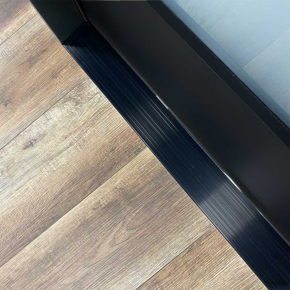 36 in. x 80 in. 1 Lite Offsite Acid Etch Painted Black Prehung Fiberglass Exterior Door with Brickmold Exterior Doors