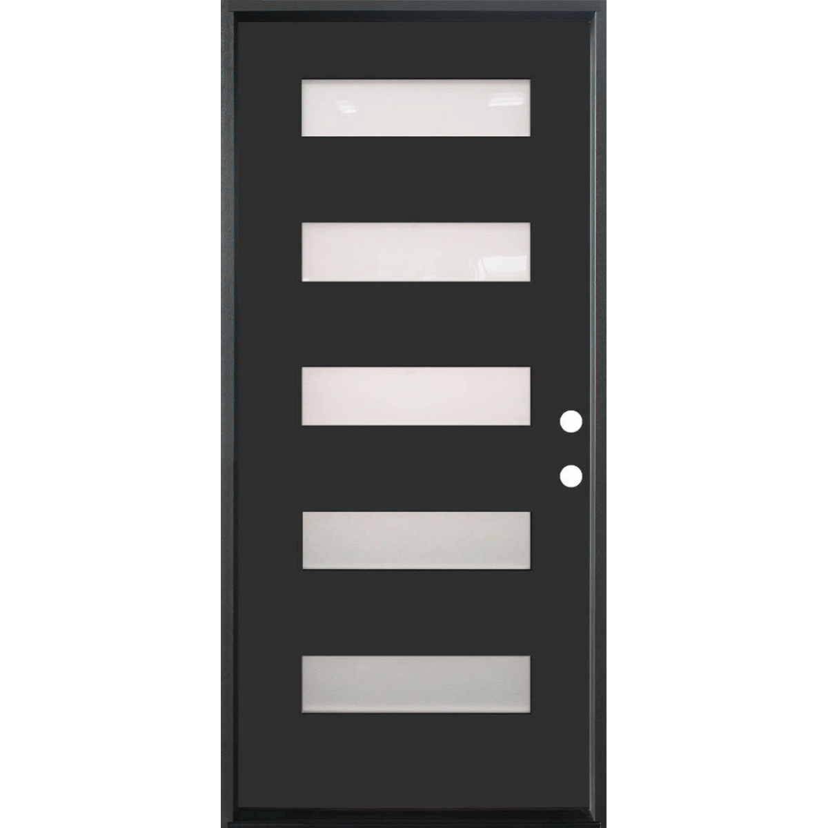 36 in. x 96 in. 5 Lite Acid Etch Prehung Fiberglass Exterior Door with Brickmold Painted Black Left Handed Exterior