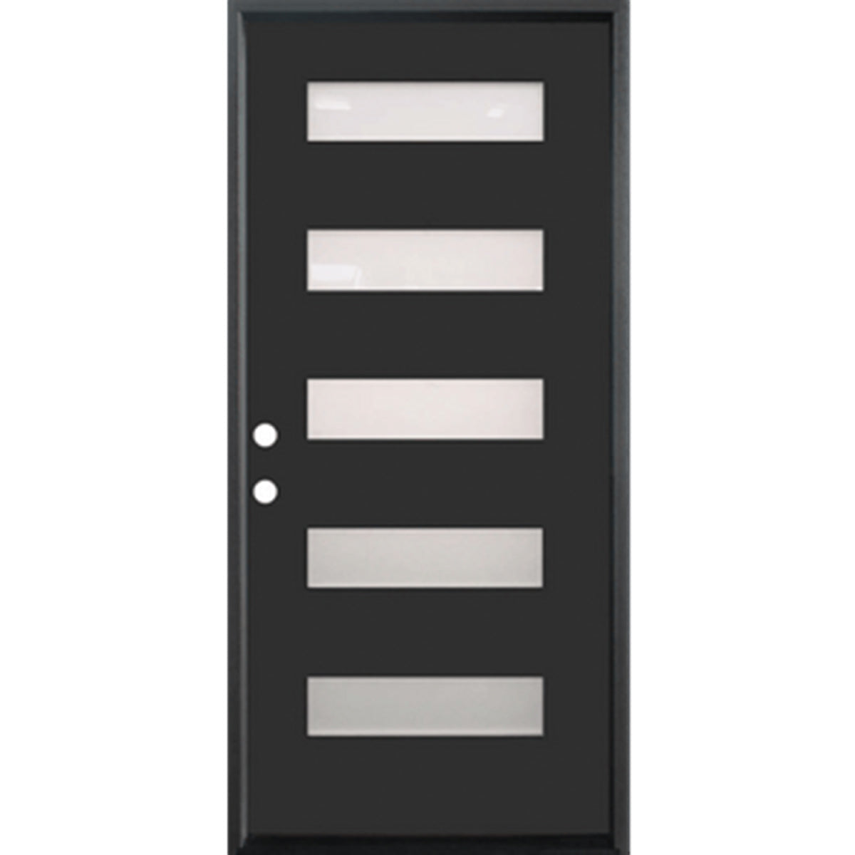 36 in. x 96 in. 5 Lite Acid Etch Prehung Fiberglass Exterior Door with Brickmold Painted Black Right Handed Exterior