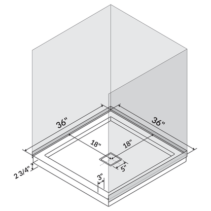 36 in x 36 in Single/Double Threshold Shower Base Pan with Center Drain - Shower Pans