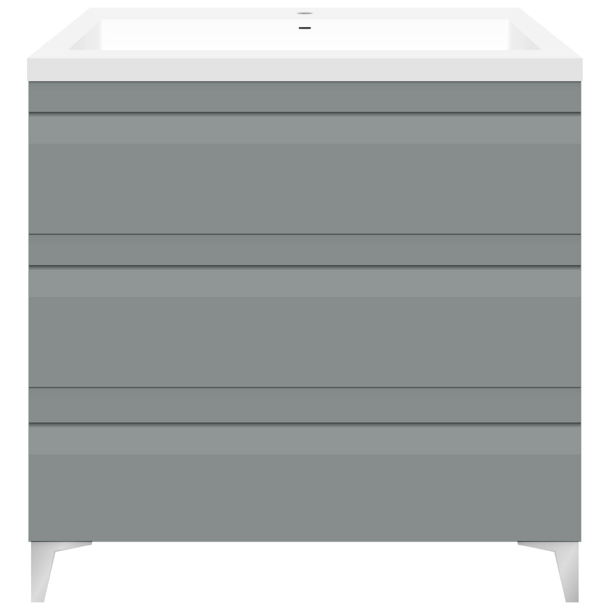 36’’ W Freestanding Modern Gray Vanity LV8B-36G with Square Sink Top - Bathroom Vanities