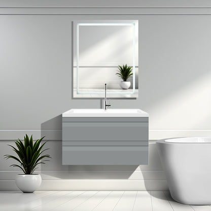 36’’ W Wall-Mount Modern Gray Vanity LV8W-36G with Square Sink Top - Bathroom Vanities