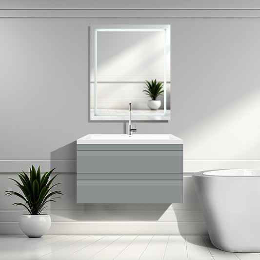 36’’ W Wall-Mount Modern Gray Vanity LV8W-36G with Square Sink Top - Bathroom Vanities