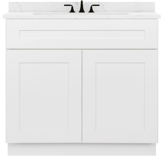 36 W x 21 D x 34.5 H Vanity Sink Base Cabinet - Alpina White - Bathroom Vanities