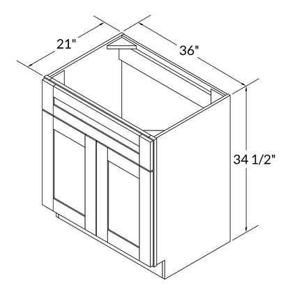 36 W x 21 D x 34.5 H Vanity Sink Base Cabinet - Colonial Gray - Bathroom Vanities