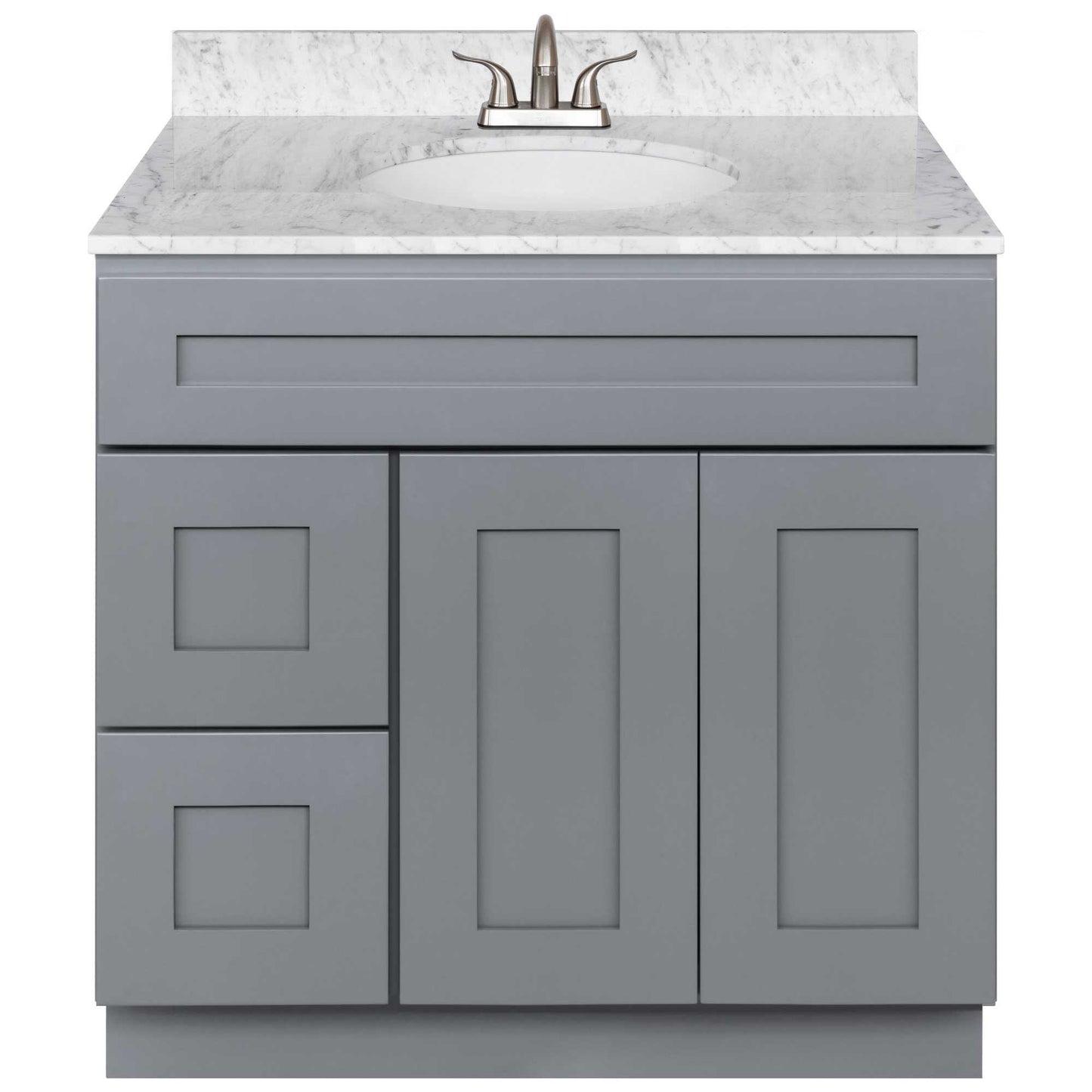 36 W x 21 D x 34.5 H Vanity Sink Base Cabinet with Left Drawers - Colonial Gray - Bathroom Vanities