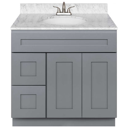 36 W x 21 D x 34.5 H Vanity Sink Base Cabinet with Left Drawers - Colonial Gray - Bathroom Vanities