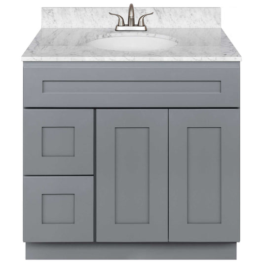36 W x 21 D x 34.5 H Vanity Sink Base Cabinet with Left Drawers - Colonial Gray - Bathroom Vanities