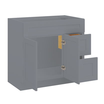 36 W x 21 D x 34.5 H Vanity Sink Base Cabinet with Left Drawers - Colonial Gray - Bathroom Vanities
