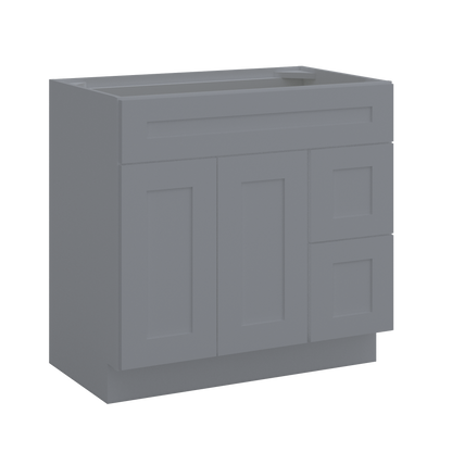 36 W x 21 D x 34.5 H Vanity Sink Base Cabinet with Left Drawers - Colonial Gray - Bathroom Vanities