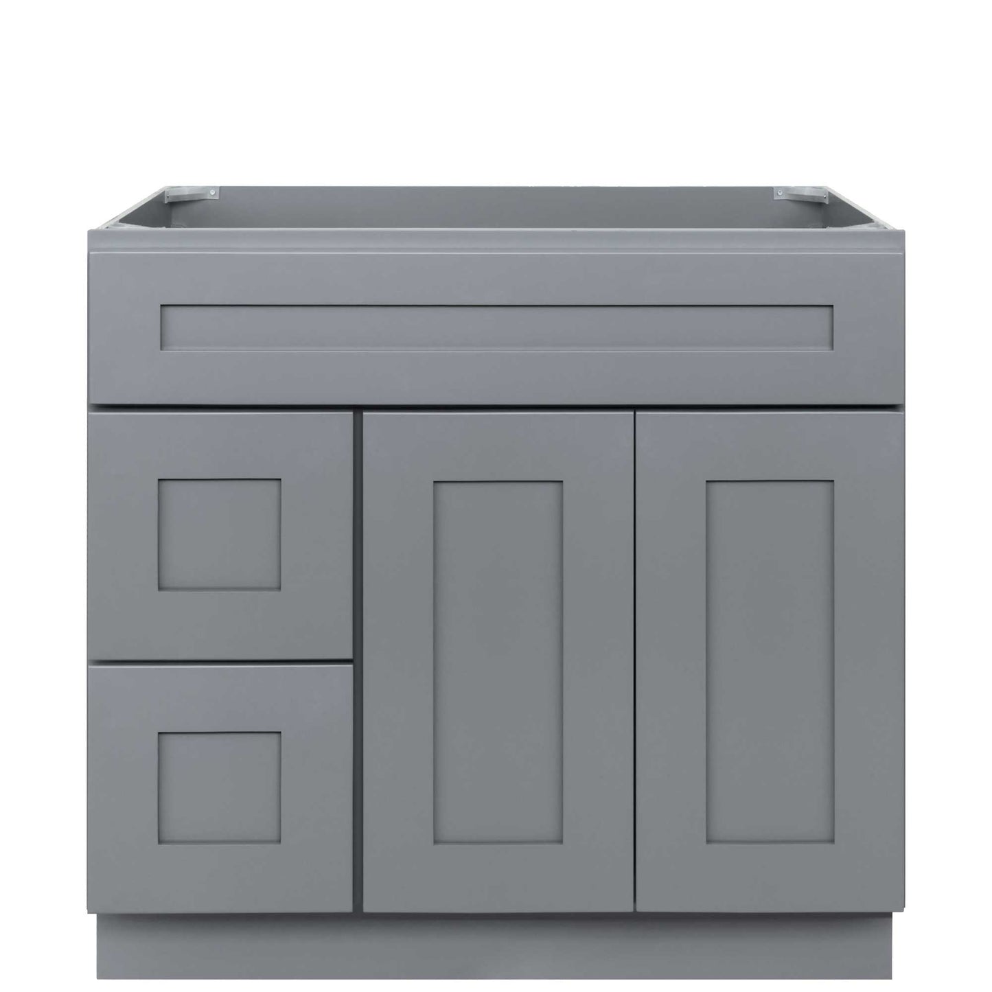 36 W x 21 D x 34.5 H Vanity Sink Base Cabinet with Left Drawers - Colonial Gray - Bathroom Vanities