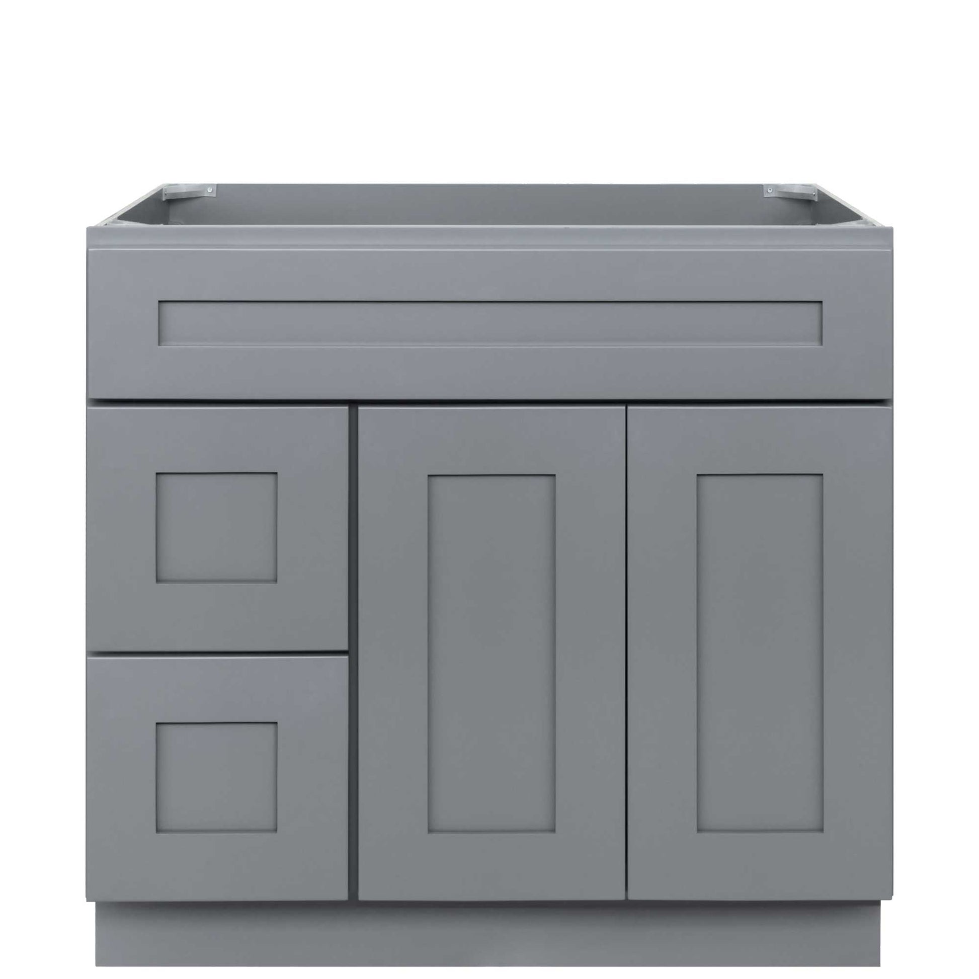 36 W x 21 D x 34.5 H Vanity Sink Base Cabinet with Left Drawers - Colonial Gray - Bathroom Vanities