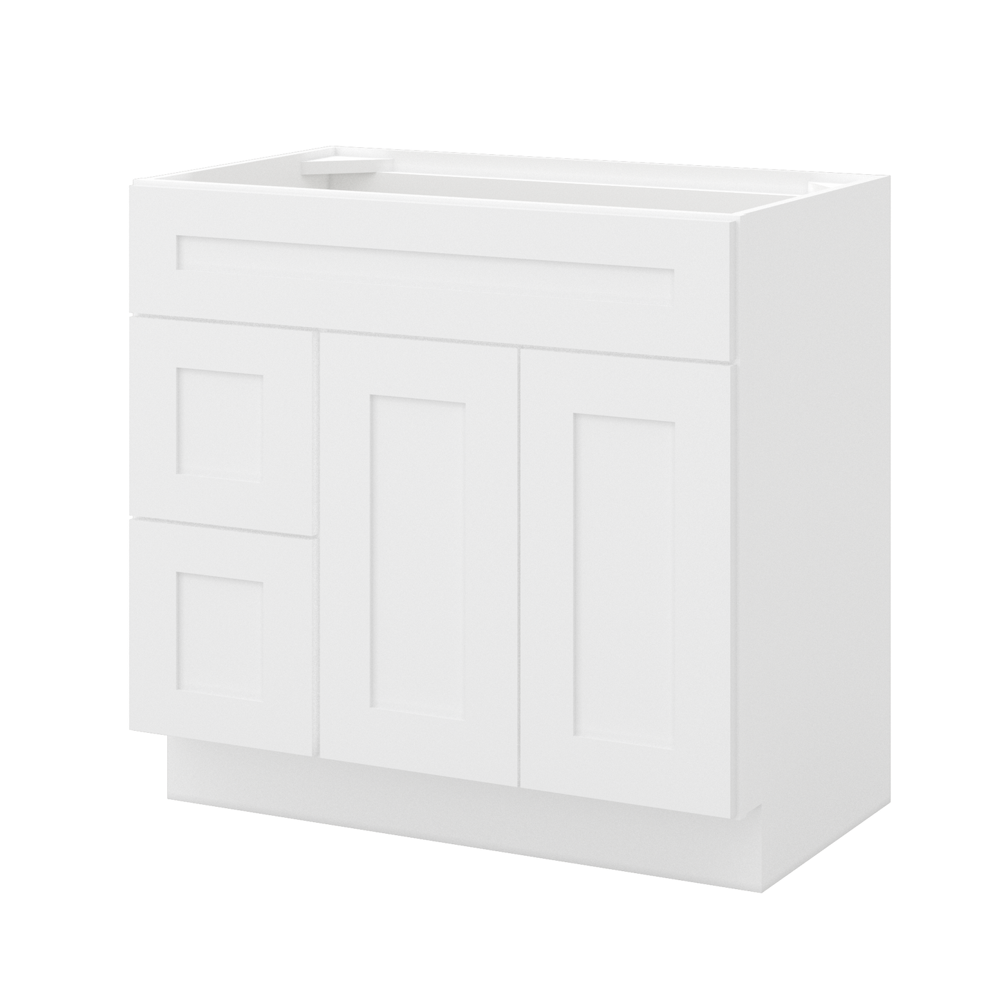 36 W x 21 D x 34.5 H Vanity Sink Base Cabinet with Left Drawers - Alpina White - Bathroom Vanities