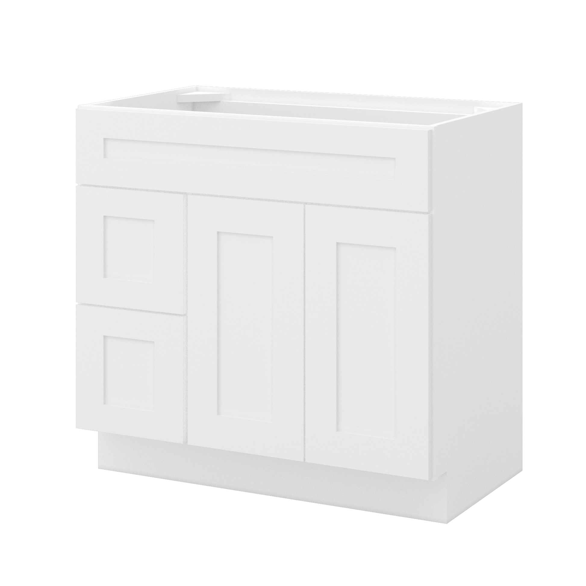 36 W x 21 D x 34.5 H Vanity Sink Base Cabinet with Left Drawers - Alpina White - Bathroom Vanities