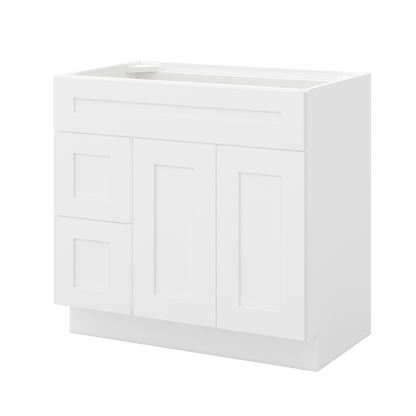 36 W x 21 D x 34.5 H Vanity Sink Base Cabinet with Left Drawers - Alpina White - Bathroom Vanities