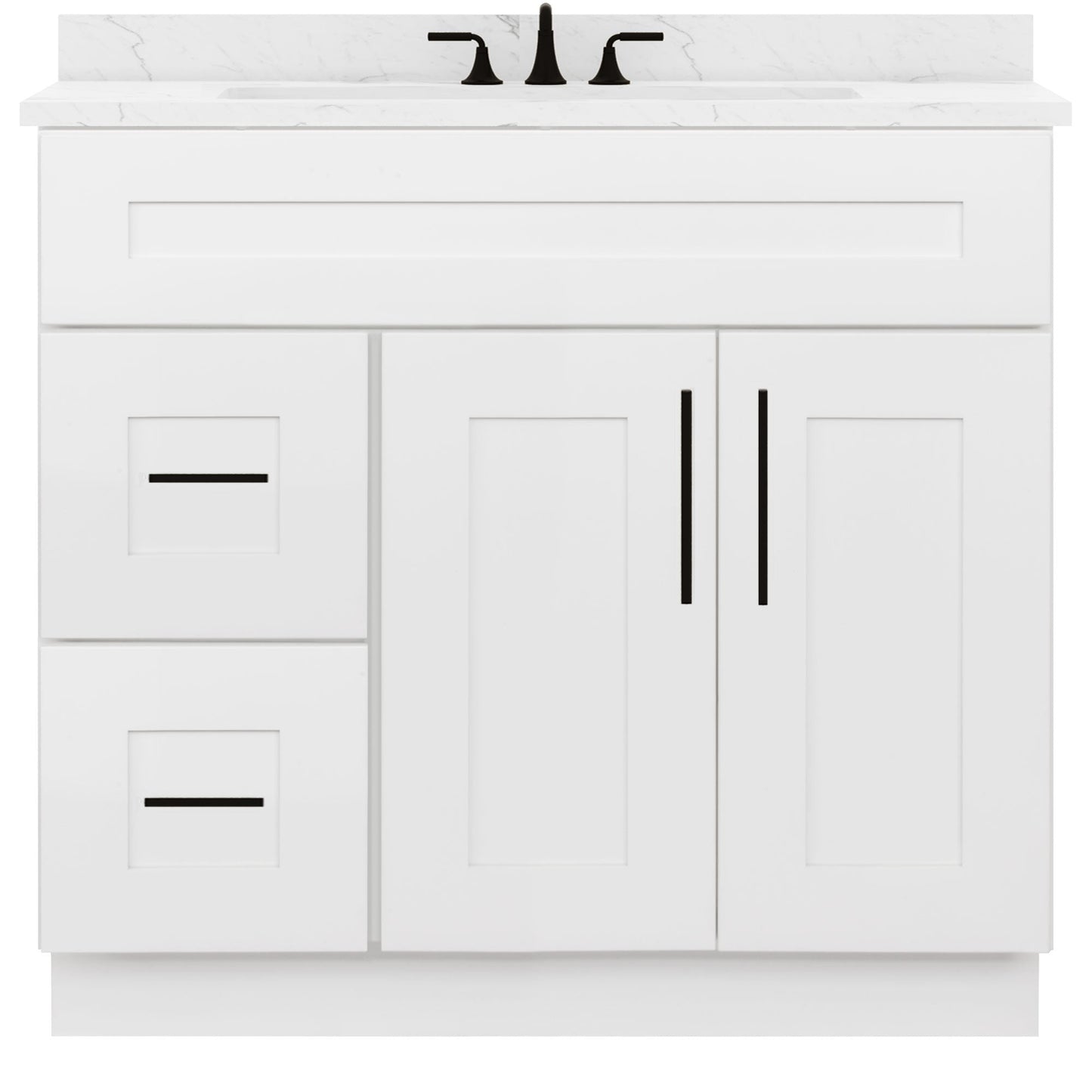 36 W x 21 D x 34.5 H Vanity Sink Base Cabinet with Left Drawers - Alpina White - Bathroom Vanities