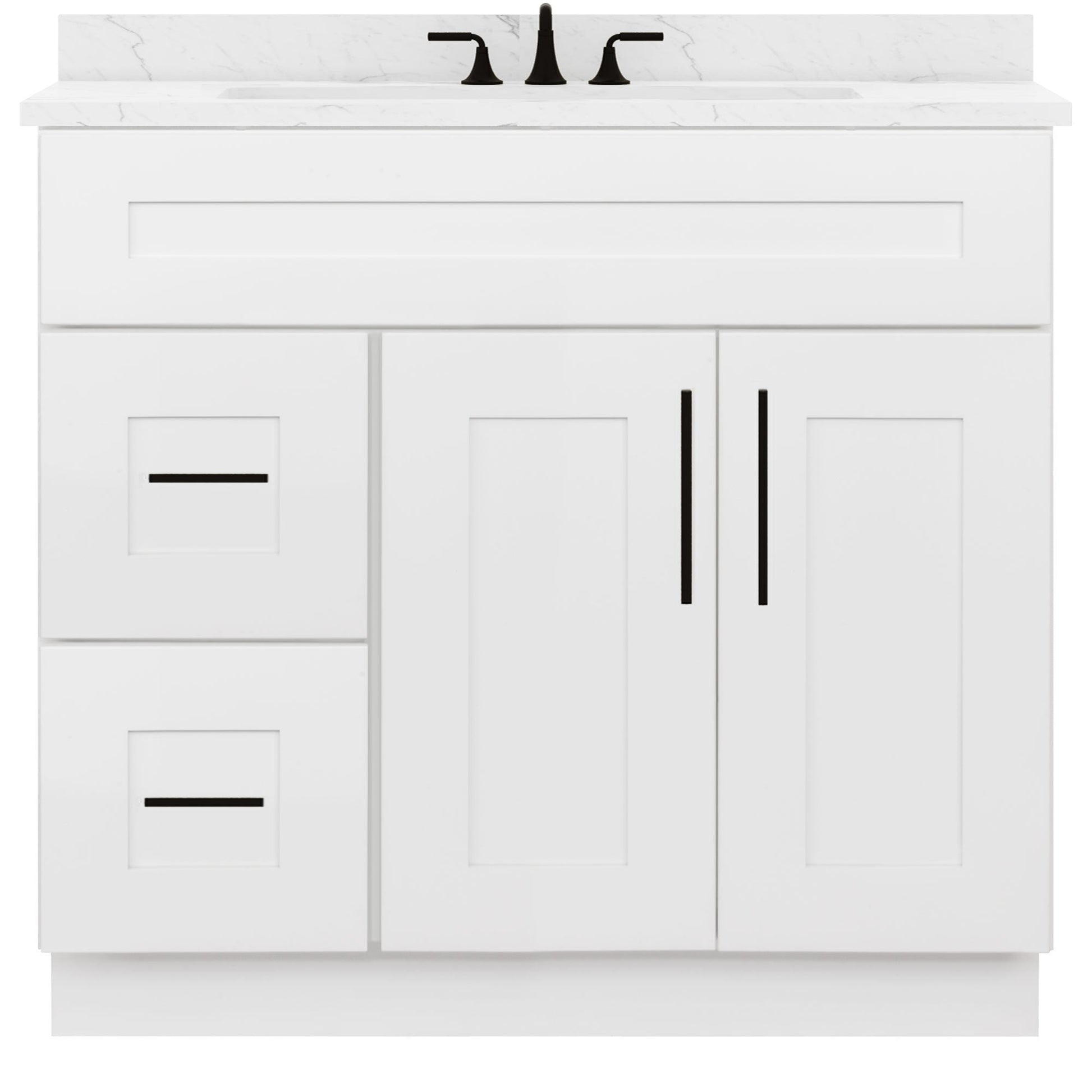 36 W x 21 D x 34.5 H Vanity Sink Base Cabinet with Left Drawers - Alpina White - Bathroom Vanities