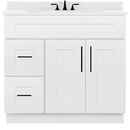 36 W x 21 D x 34.5 H Vanity Sink Base Cabinet with Left Drawers - Alpina White - Bathroom Vanities