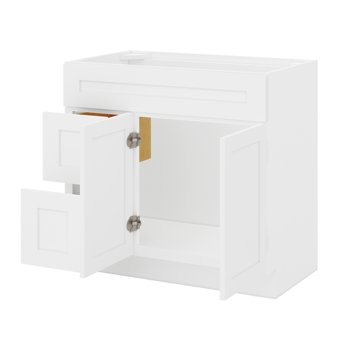 36 W x 21 D x 34.5 H Vanity Sink Base Cabinet with Left Drawers - Alpina White - Bathroom Vanities