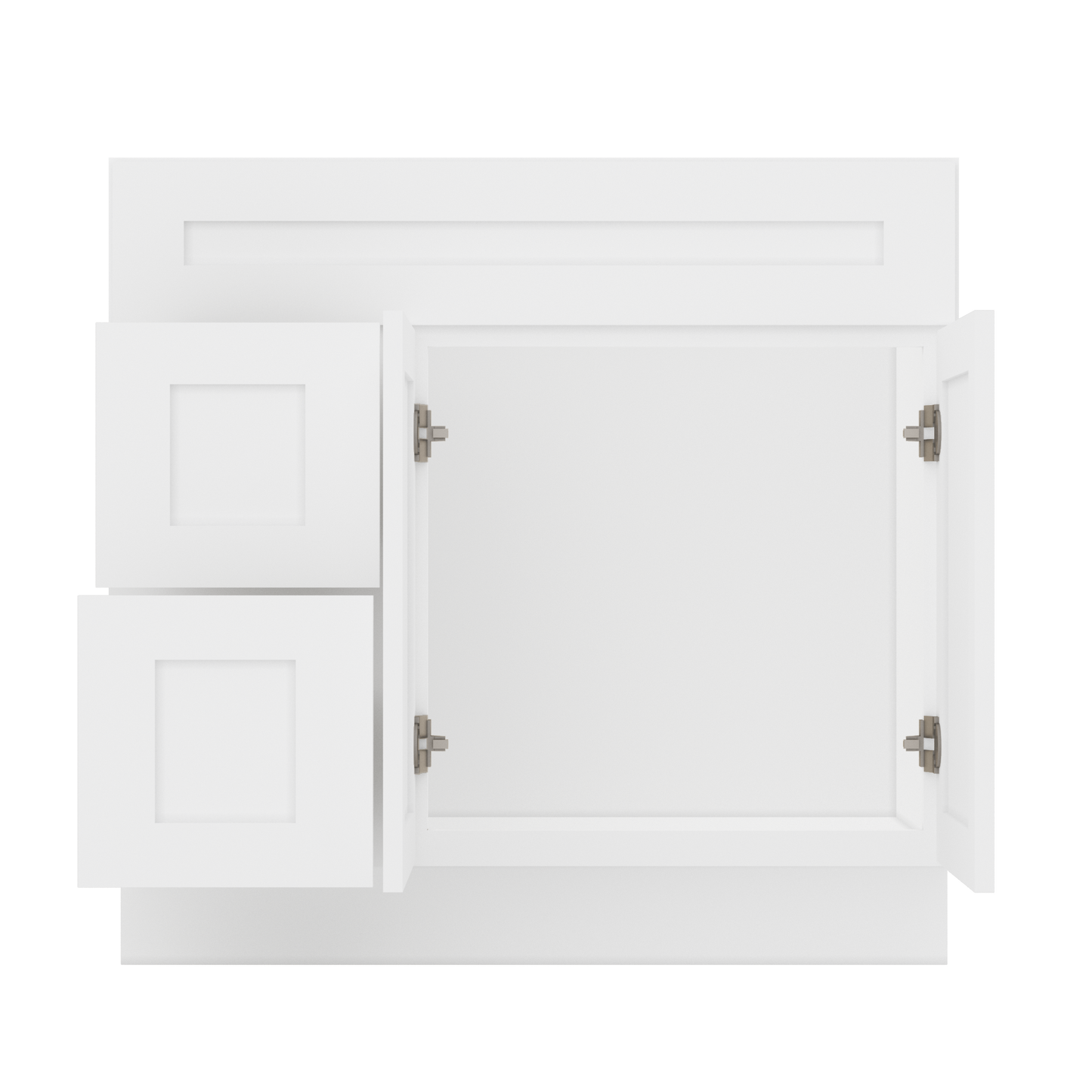 36 W x 21 D x 34.5 H Vanity Sink Base Cabinet with Left Drawers - Alpina White - Bathroom Vanities