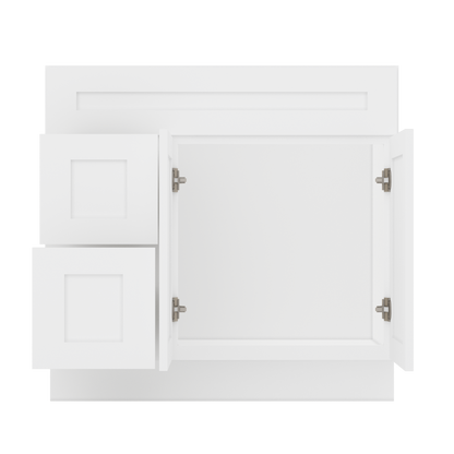 36 W x 21 D x 34.5 H Vanity Sink Base Cabinet with Left Drawers - Alpina White - Bathroom Vanities