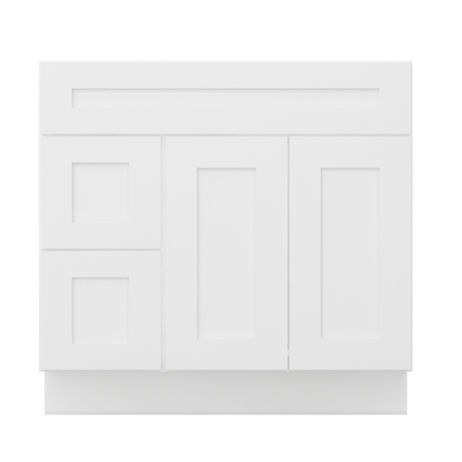 36 W x 21 D x 34.5 H Vanity Sink Base Cabinet with Left Drawers - Alpina White - Bathroom Vanities