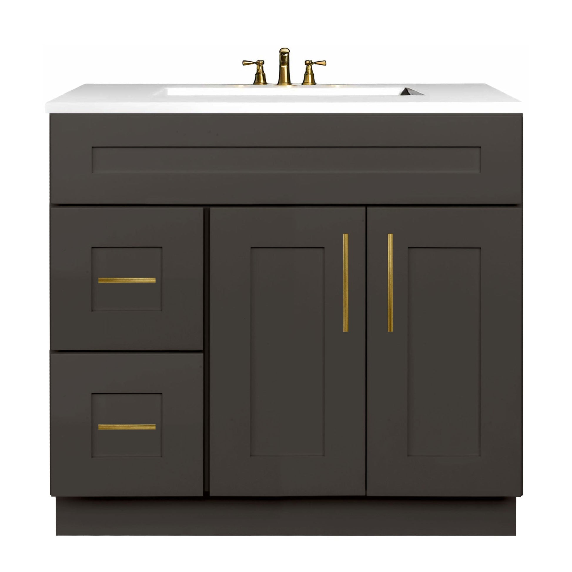 36 W x 21 D x 34.5 H Vanity Sink Base Cabinet With Left Side Drawers Avalon Charcoal Bathroom Vanities