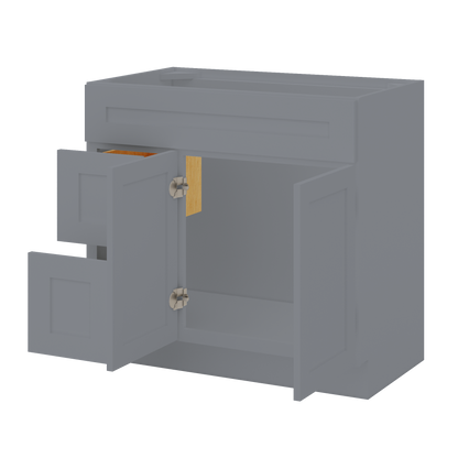 36 W x 21 D x 34.5 H Vanity Sink Base Cabinet with Right Drawers - Colonial Gray - Bathroom Vanities
