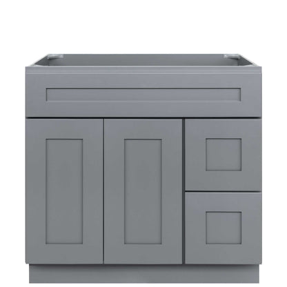 36 W x 21 D x 34.5 H Vanity Sink Base Cabinet with Right Drawers - Colonial Gray - Bathroom Vanities