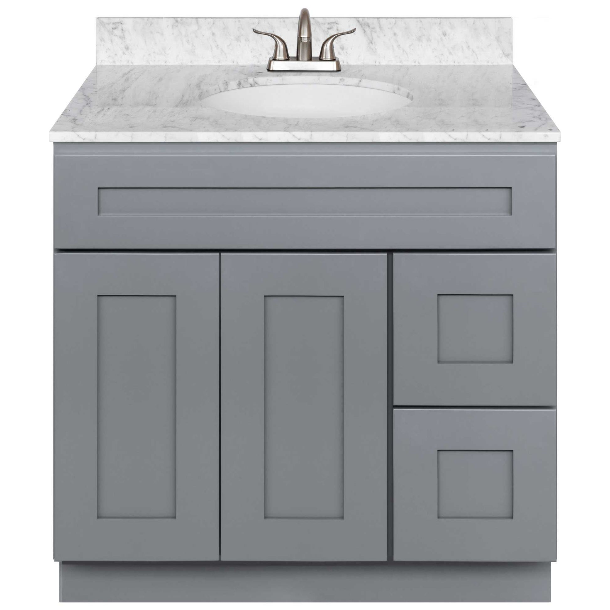 36 W x 21 D x 34.5 H Vanity Sink Base Cabinet with Right Drawers - Colonial Gray - Bathroom Vanities