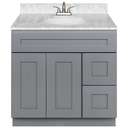 36 W x 21 D x 34.5 H Vanity Sink Base Cabinet with Right Drawers - Colonial Gray - Bathroom Vanities