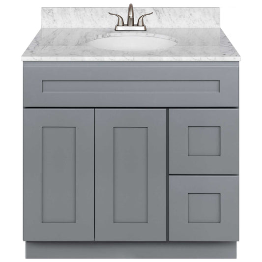 36 W x 21 D x 34.5 H Vanity Sink Base Cabinet with Right Drawers - Colonial Gray - Bathroom Vanities