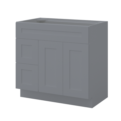 36 W x 21 D x 34.5 H Vanity Sink Base Cabinet with Right Drawers - Colonial Gray - Bathroom Vanities