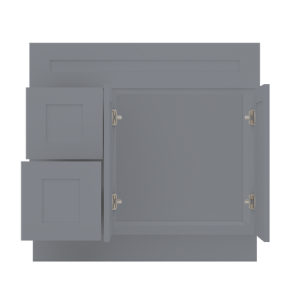 36 W x 21 D x 34.5 H Vanity Sink Base Cabinet with Right Drawers - Colonial Gray - Bathroom Vanities