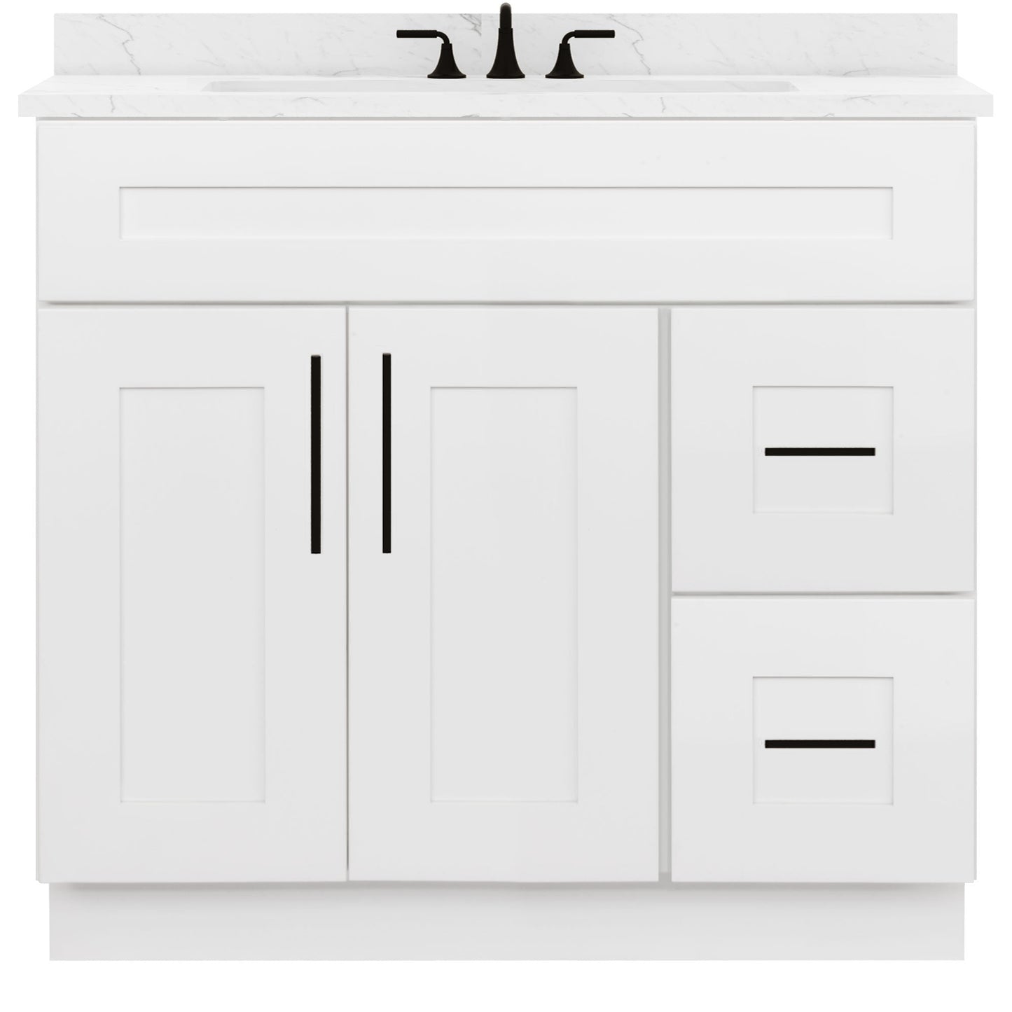 36 W x 21 D x 34.5 H Vanity Sink Base Cabinet with Right Drawers - Alpina White - Bathroom Vanities