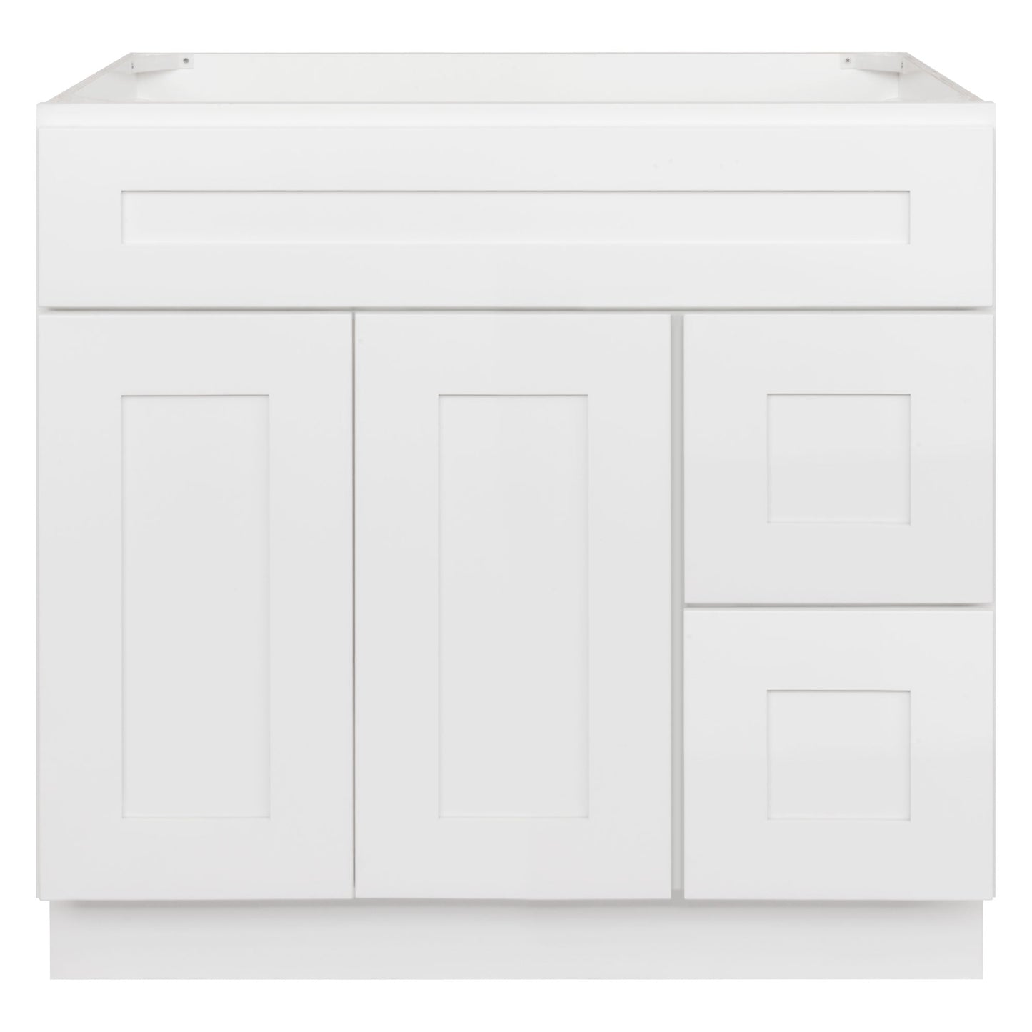 36 W x 21 D x 34.5 H Vanity Sink Base Cabinet with Right Drawers - Alpina White - Bathroom Vanities